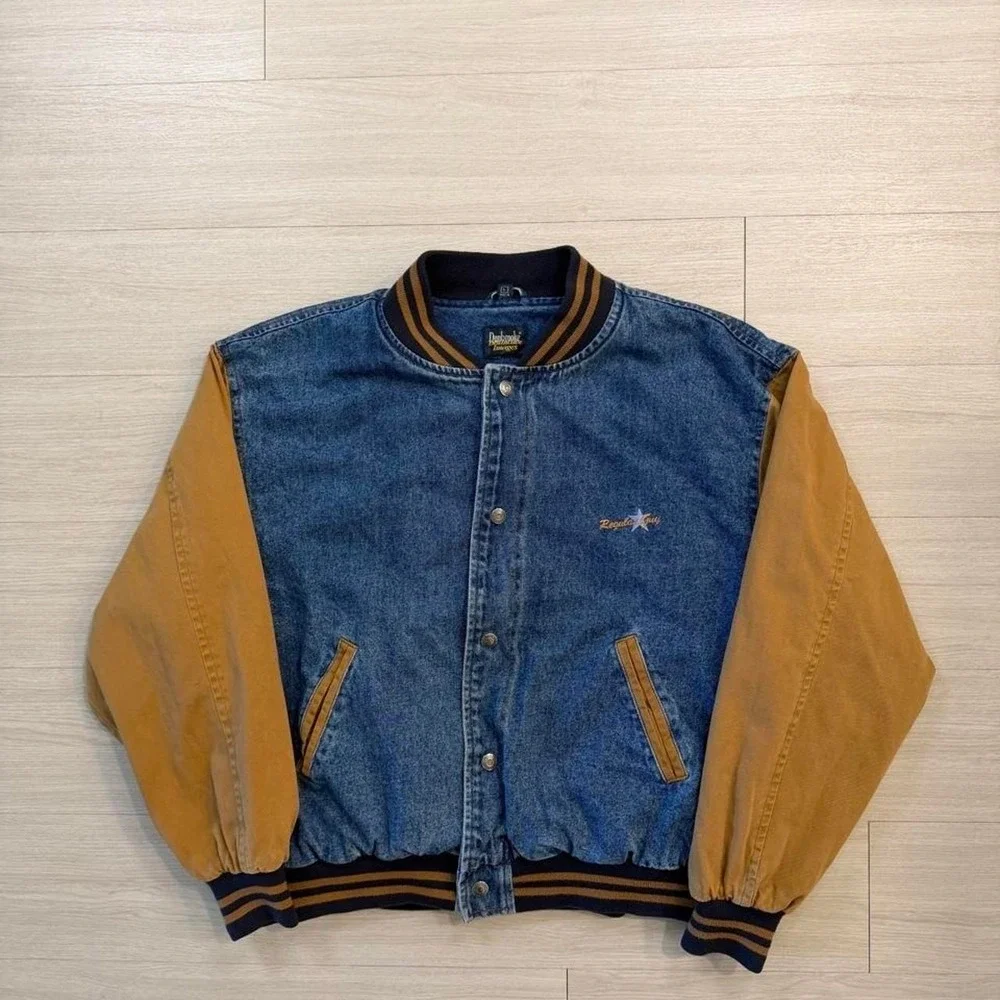 90's Dunbrooke Two Tone Regular Guy Denim Bomber Jacket Mens Size Large